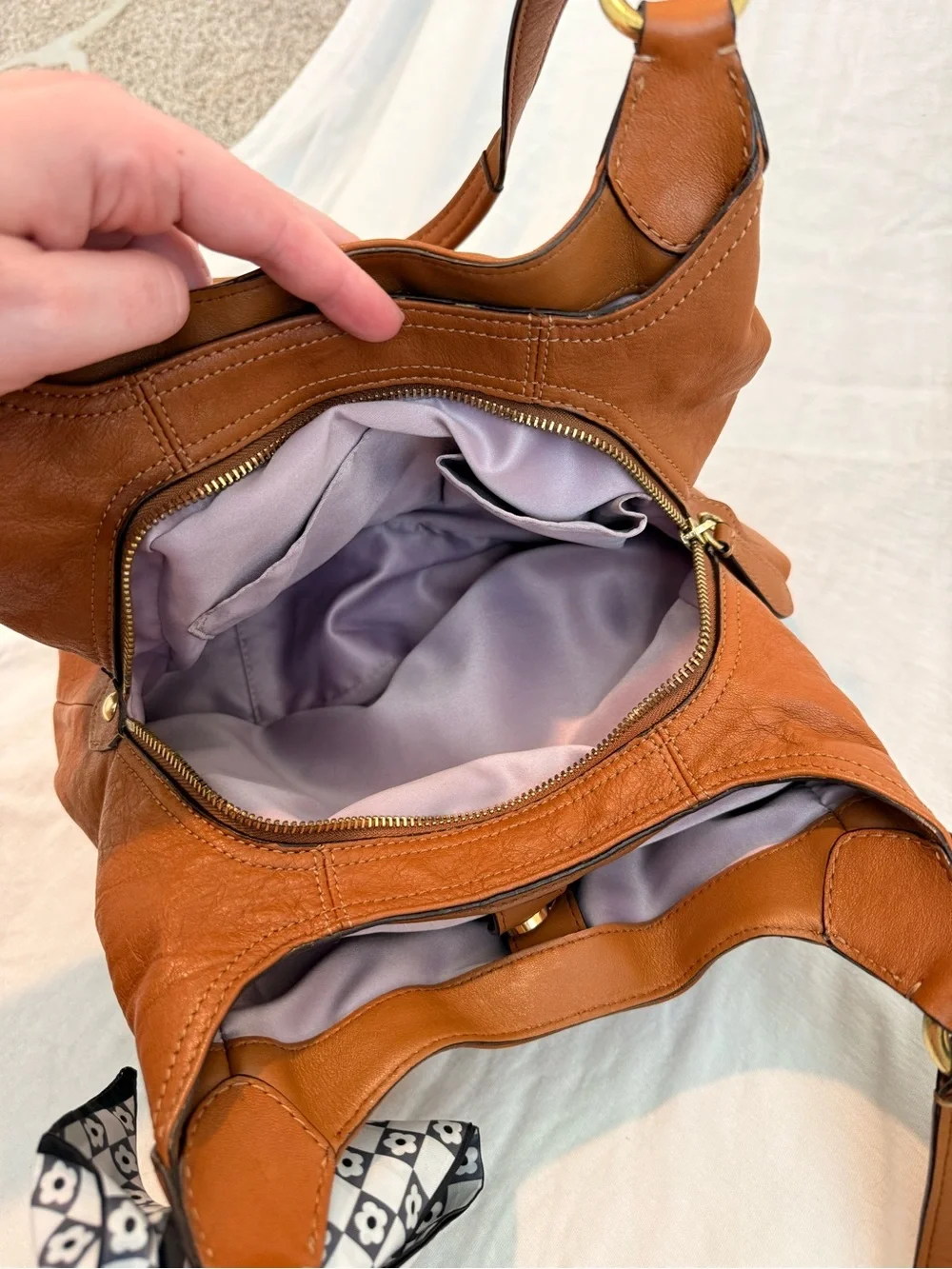 Coach Tan Leather Shoulder Bag with Gold Hardware